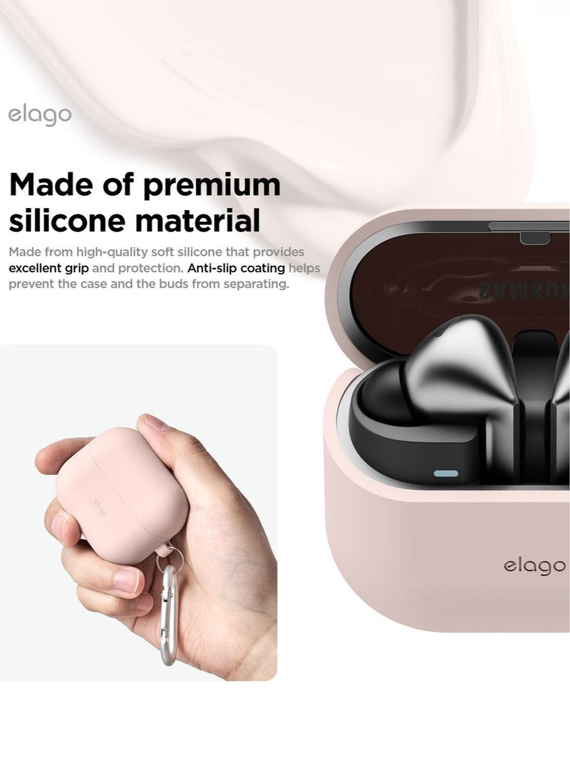 Elago Silicone Hang for Samsung Galaxy Buds3 and Galaxy Buds 3 Pro Case Cover with Carabiner - Lovely Pink - Image 4