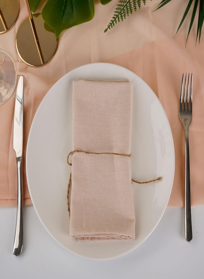 INFEI Solid Color Linen Blended Thin Dinner Cloth Napkins - Set of 12 (40 x 40 cm) - for Wedding Parties Events & Home Use (Champagne) - Image 4