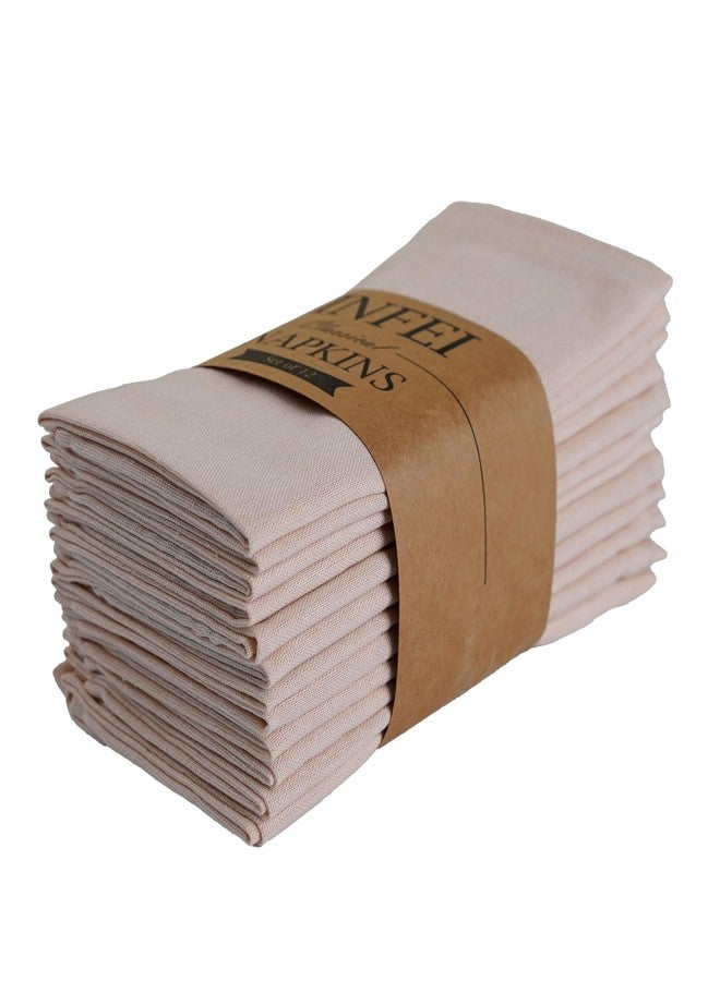 INFEI Solid Color Linen Blended Thin Dinner Cloth Napkins - Set of 12 (40 x 40 cm) - for Wedding Parties Events & Home Use (Champagne) - Image 1