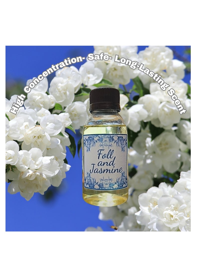 Jasmine and Foll Concentrated Perfume, 100ml Refillable Bottle for All Diffusers - Long-lasting scent for home and car - Safe for health - Image 1