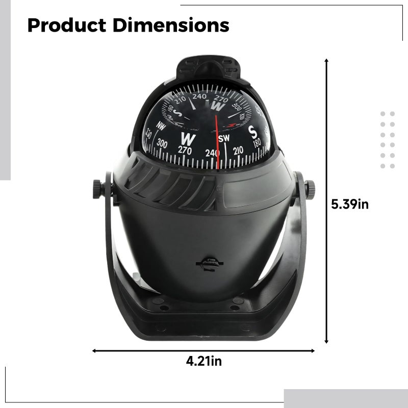 Mountable Dashboard Compass for Car and Boat with Metal Plastic Casing Navigation Guide - Image 4