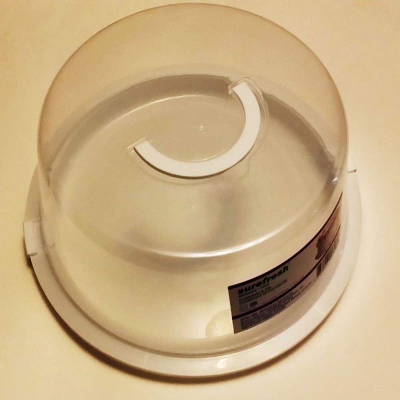 Cake Container and Carrier with Transparent Lid and white handle