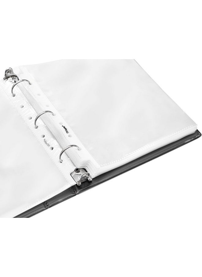 TYH Supplies - 100 Pack Mini Sheet Protectors For Binder | 5.5 X 8.5 Inch | Clear Glossy Standard 7 Hole Plastic Half Page Protectors For Home, Office, And School | Top Loader Plastic Sleeves - Image 1