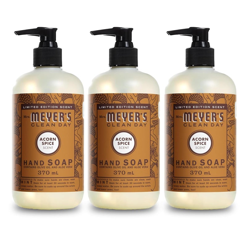 MRS. MEYER'S CLEAN DAY Hand Soap, Acorn Spice, Made with Essential Oils, 12.5 oz - Pack of 3 - Image 1
