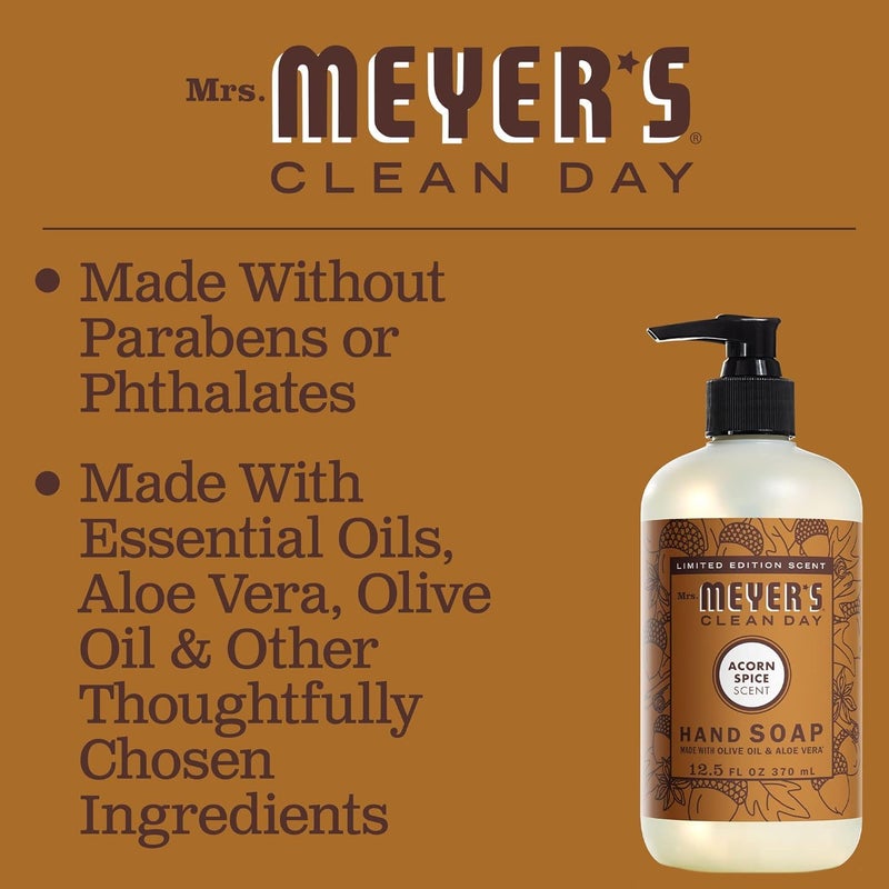 MRS. MEYER'S CLEAN DAY Hand Soap, Acorn Spice, Made with Essential Oils, 12.5 oz - Pack of 3 - Image 4