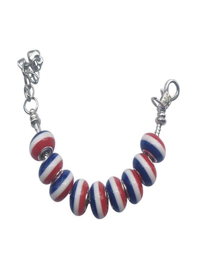 AMOBESTER Red, White, Blue Patriotic Large Hole Beads 4th of July Independence Day European Space Beads for DIY Jewery Making 50Psc - Image 2
