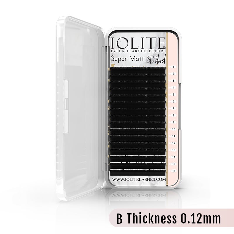 IOLITE Super Matte Eyelash Extensions – Ultra-Black, Soft & Lightweight for Salon-Quality Volume  B.Curl 0.12 Thickness Eyelashes Lashes ISMB12T
