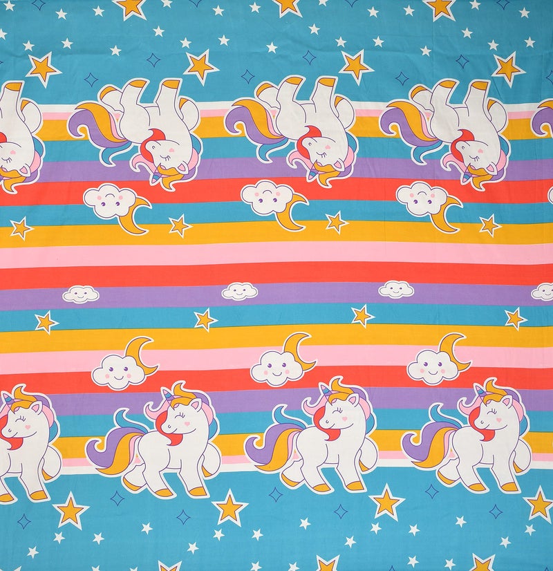 Gleeson 210 TC Polycotton Unicorn Cartoon Printed Flat Bed Sheets for Single Bed with 1 Pillow Covers|Bedsheets for Kids Room Good Night (60x90 Inch) Bed Sheets Single Size Bed Hypoallergenic - Image 2