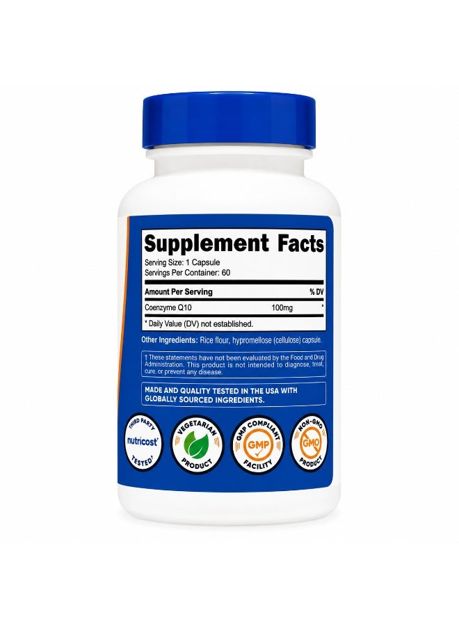 Nutricost CoQ10 Coenzyme Q10 100mg Dietary Supplement Capsules 60 Count - Image 3