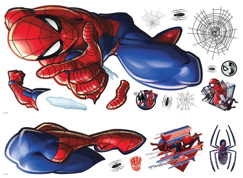 RoomMates RMK4234GM Spider-Man Peel and Stick Wall Decals, 27.36 inches x 33.61 inches, Blue, red, Black - Image 2