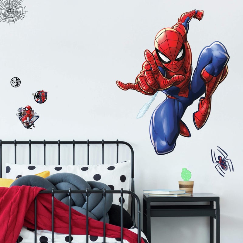 RoomMates RMK4234GM Spider-Man Peel and Stick Wall Decals, 27.36 inches x 33.61 inches, Blue, red, Black - Image 4