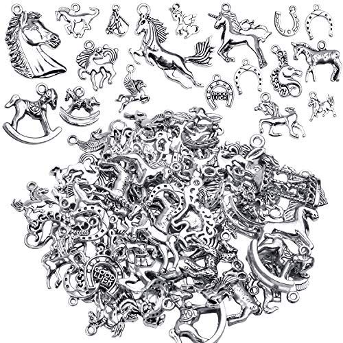 Jdesun Unicorn Charms Collection 100g6070pcs Animals Unicorn Charms Horse Metal Pendants Jewelry Findings Making Accessory for DIY Bracelets Necklaces Earrings