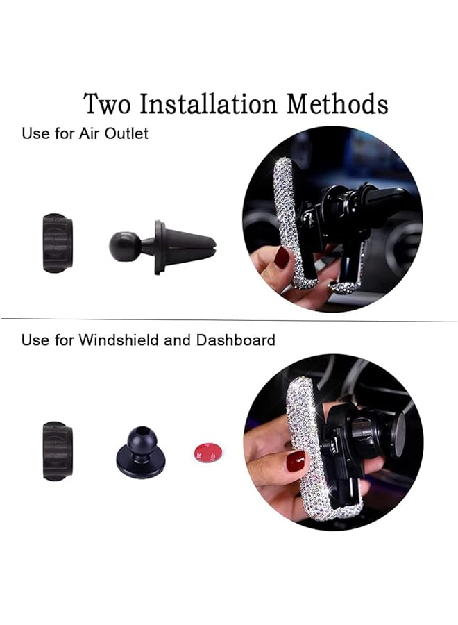 KASTWAVE Bling Car Phone Holder Mini Car Dash Air Vent Automatic Phone Mount Universal, 360°Adjustable And Stable Triangle Support, Crystal Auto Car Stand Phone Holder Accessories For Women And Girls (Pink) - Image 3