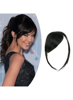 Thick Side Bangs Natural Clip on Bangs Real Human Hair Side Swept Bangs Clip in Fringe Bangs Hair Extensions Natural Black