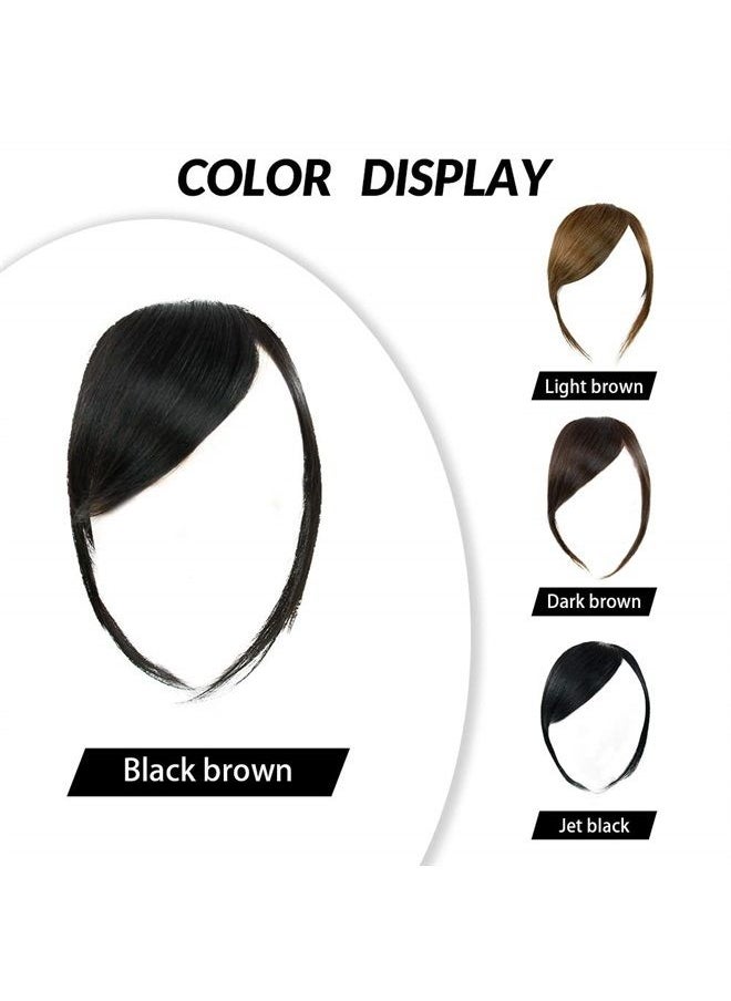 SHINON - Thick Side Bangs Natural Clip on Bangs Real Human Hair Side Swept Bangs Clip in Fringe Bangs Hair Extensions Natural Black - Image 1