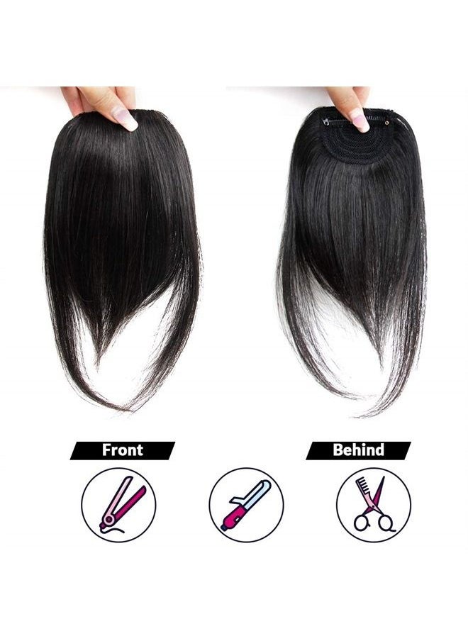 SHINON - Thick Side Bangs Natural Clip on Bangs Real Human Hair Side Swept Bangs Clip in Fringe Bangs Hair Extensions Natural Black - Image 1