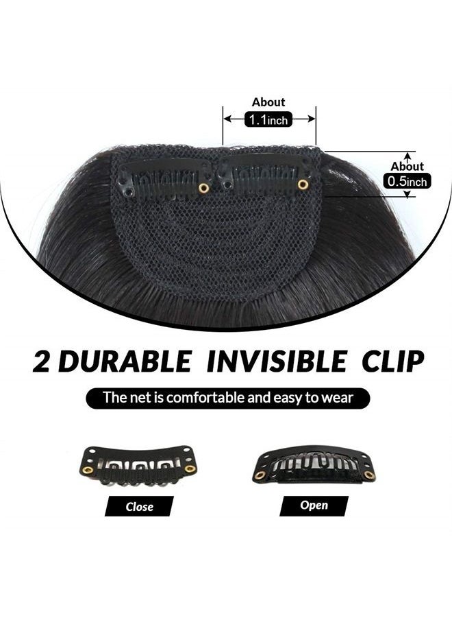 SHINON - Thick Side Bangs Natural Clip on Bangs Real Human Hair Side Swept Bangs Clip in Fringe Bangs Hair Extensions Natural Black - Image 1