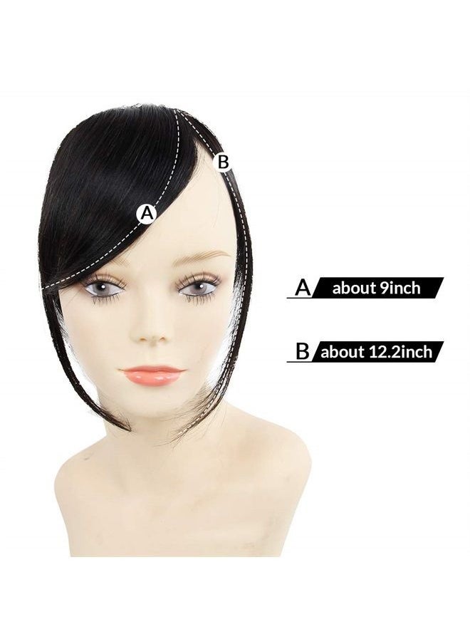 SHINON - Thick Side Bangs Natural Clip on Bangs Real Human Hair Side Swept Bangs Clip in Fringe Bangs Hair Extensions Natural Black - Image 1