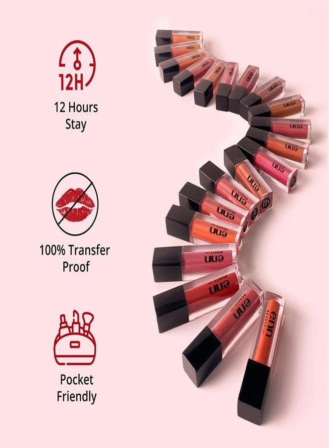 Enn Beauty Semi Matte Pink Liquid Lipstick, Long Lasting Waterproof Non Transfer Smudge Proof, Rose Tea - 1.5ml - Image 4