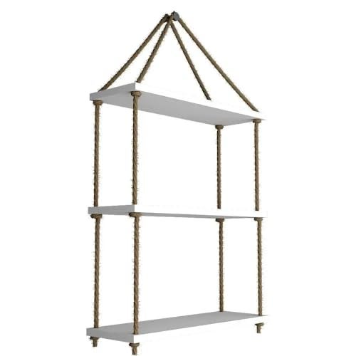 HomScape Wooden Rope Hanging Shelf – Boho Wall Decor, Indoor & Balcony Organizer, Sturdy Engineered Wood & Jute Rope Shelf for Plants, Books & Décor Wall Hanging (Without Pots) - Image 5