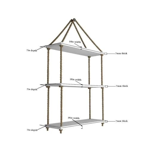 HomScape Wooden Rope Hanging Shelf – Boho Wall Decor, Indoor & Balcony Organizer, Sturdy Engineered Wood & Jute Rope Shelf for Plants, Books & Décor Wall Hanging (Without Pots) - Image 4