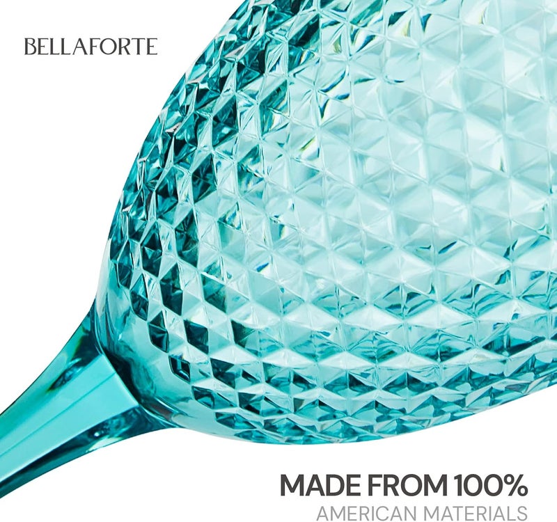 BELLAFORTE بيلافورتي - كأس نبيذ بلاستيكي من تريتان غير قابل للكسر، سعة 12 أونصة، مجموعة من 4 قطع، أكواب شرب لاجونا بيتش - أواني زجاجية غير قابلة للكسر للاستخدام الداخلي والخارجي - أكواب قابلة لإعادة الاستخدام (أزرق) - Image 5