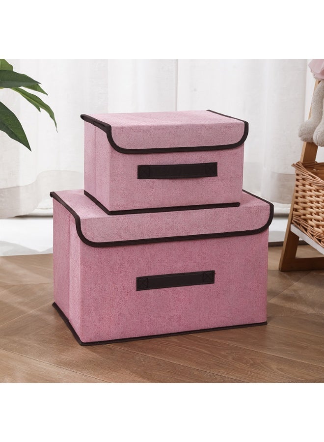 أف بي سي FPC 2 قطعة قابلة للطي مربع التخزين مع الغطاء ، متوفرة باللون الوردي ، قياس 27 * 20 * 16 سم و 38x25x25cm - Image 2