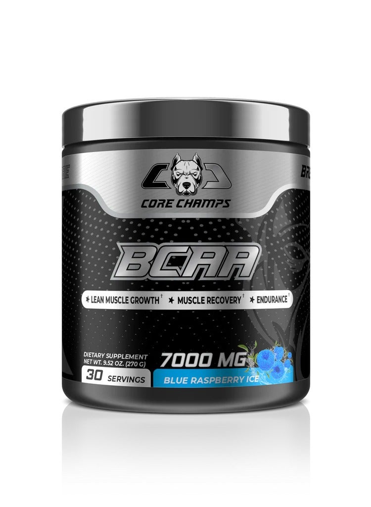 كور تشامبس مسحوق الأحماض الأمينية المتشعبة الأساسية Core Champs BCAA بتركيز 7000 ملجم، 30 حصة، بنكهة التوت الأزرق