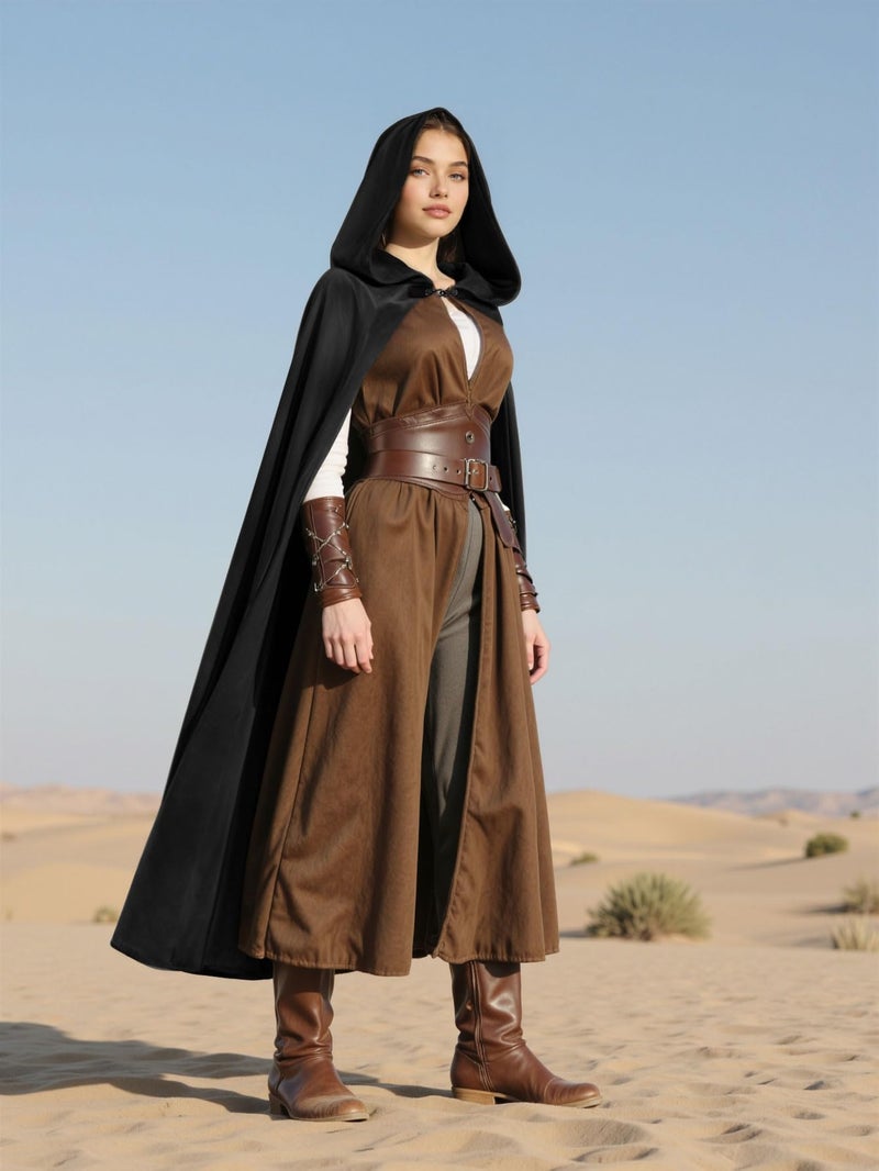HOMELEX Renaissance Hooded Cloak Halloween Medieval Costume Cosplay Short Cape for Men and Women - Image 3