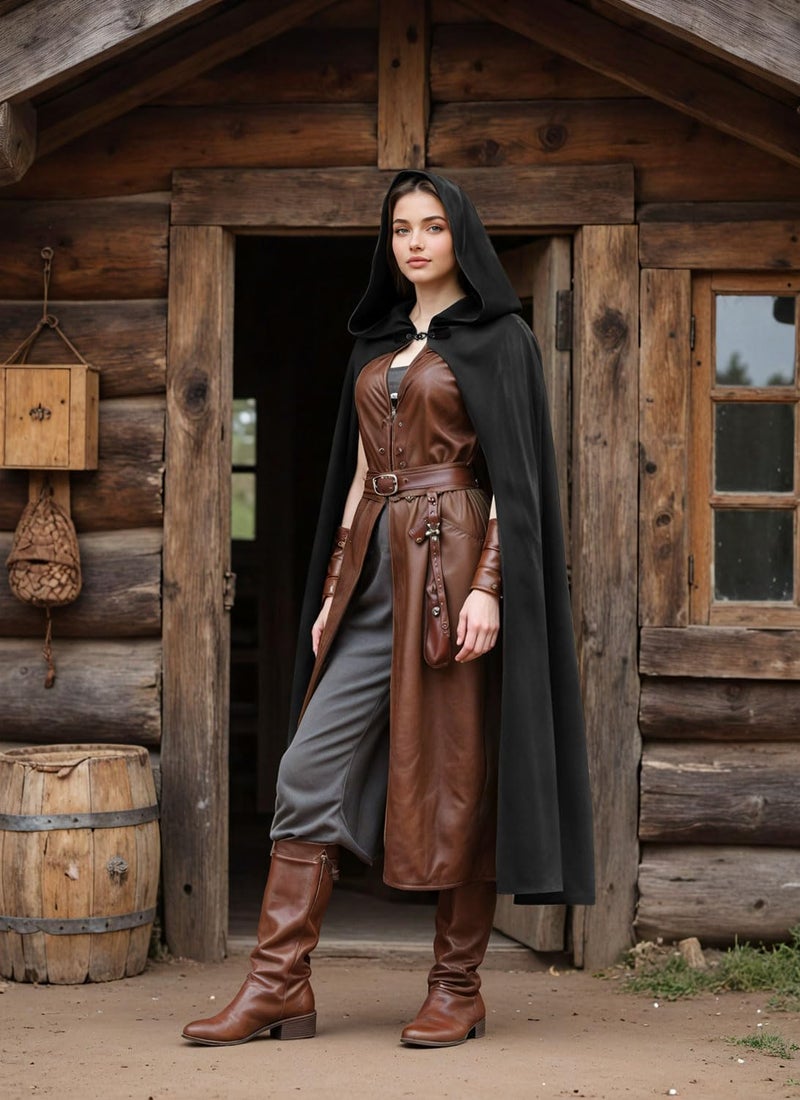 HOMELEX Renaissance Hooded Cloak Halloween Medieval Costume Cosplay Short Cape for Men and Women - Image 4