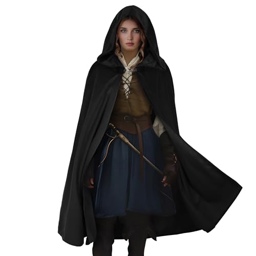 HOMELEX Renaissance Hooded Cloak Halloween Medieval Costume Cosplay Short Cape for Men and Women - Image 1