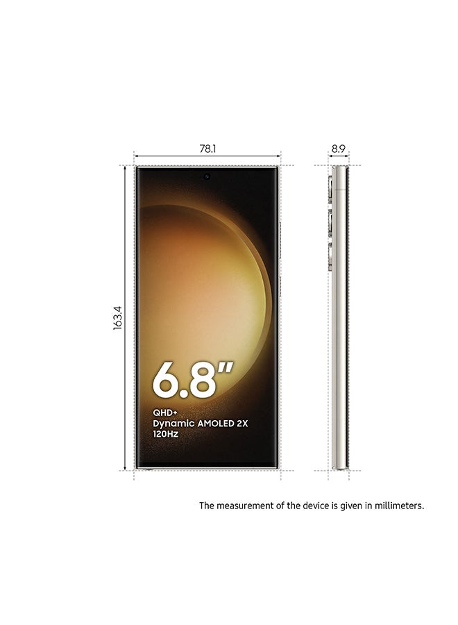 سامسونج هاتف Galaxy S23 Ultra 5G ثنائي الشريحة باللون الكريمي وذاكرة الوصول العشوائي (RAM) سعة 12 جيجابايت وسعة 512 جيجابايت - إصدار الشرق الأوسط - Image 2