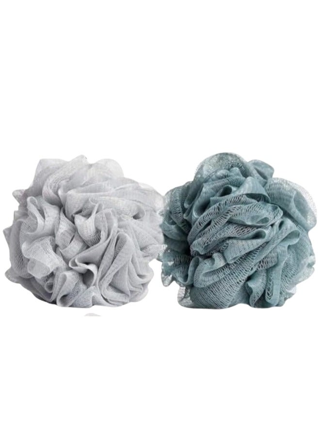 Happy Home 2Pcs Loofah Shower Pouf Bath Sponge with Back Scrubber – Body Exfoliating Puff Sponge for Shower and Body Wash, Creates Rich Lather, Deep Cleansing and Dead Skin Removal, Soft and Durable, Suitable for Women and Men - Image 1