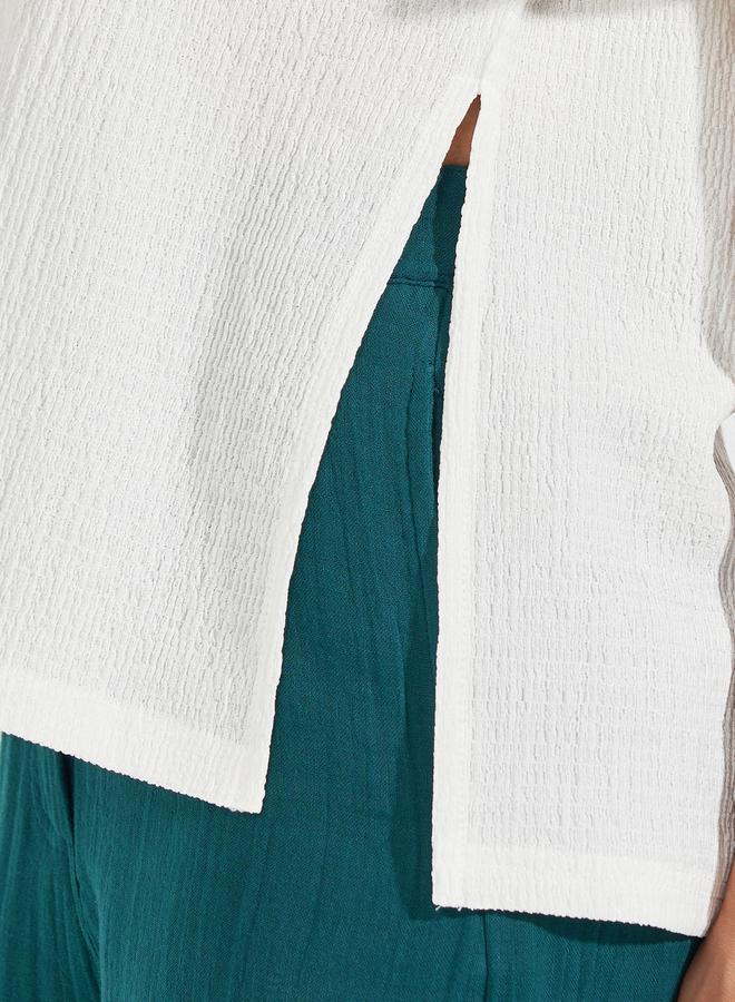 Styli Oversized Textured T-Shirt with High-Low Hem - Image 4