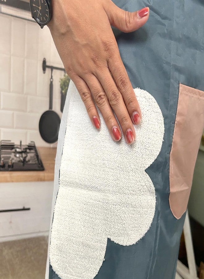 DecorTwist® Waterproof Cooking Apron | Unisex Adjustable Apron with Front Pocket and Neck Strap | Side Coral Velvet Hands Towel for Cooking, Restaurant, Kitchen (Size: 59x 0.1x 72cm) - Image 4