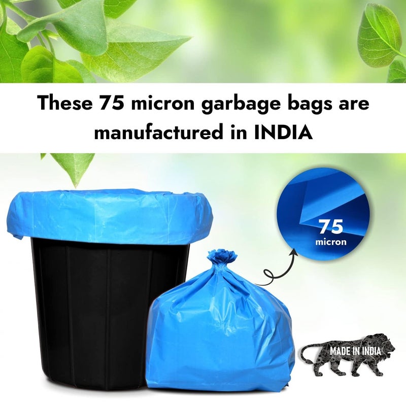 HEAVY DUTY ExtraMedium Size 20x26 Inch Pack of 6 Blue 10 Pcs in Each Pack 75 Micron Biodegradable Garbage Bag TrashDustbin Bags Weight 500 Gram for Each Pack - Image 2