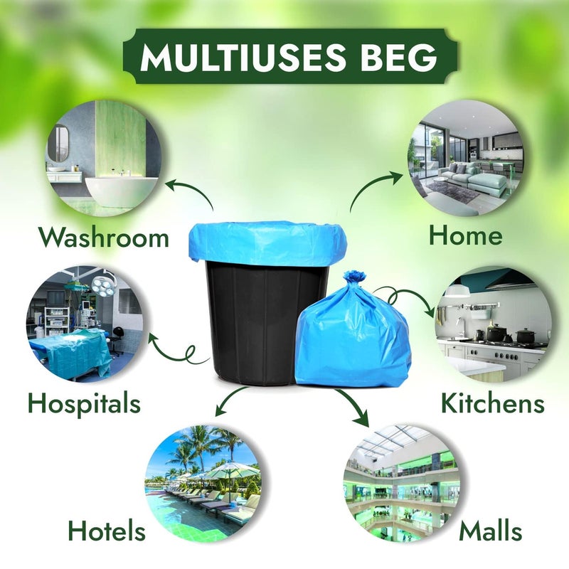 HEAVY DUTY ExtraMedium Size 20x26 Inch Pack of 6 Blue 10 Pcs in Each Pack 75 Micron Biodegradable Garbage Bag TrashDustbin Bags Weight 500 Gram for Each Pack - Image 3