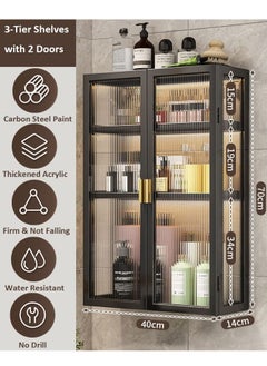 GoldenLike 3 Tier Bathroom Cabinet Wall Mounted Medicine Cabinet Waterproof Kitchen Storage Organizer with Door Multifunction Hanging Storage Cabinet for Bathroom Kitchen Laundry(40 cm)  - Image 2