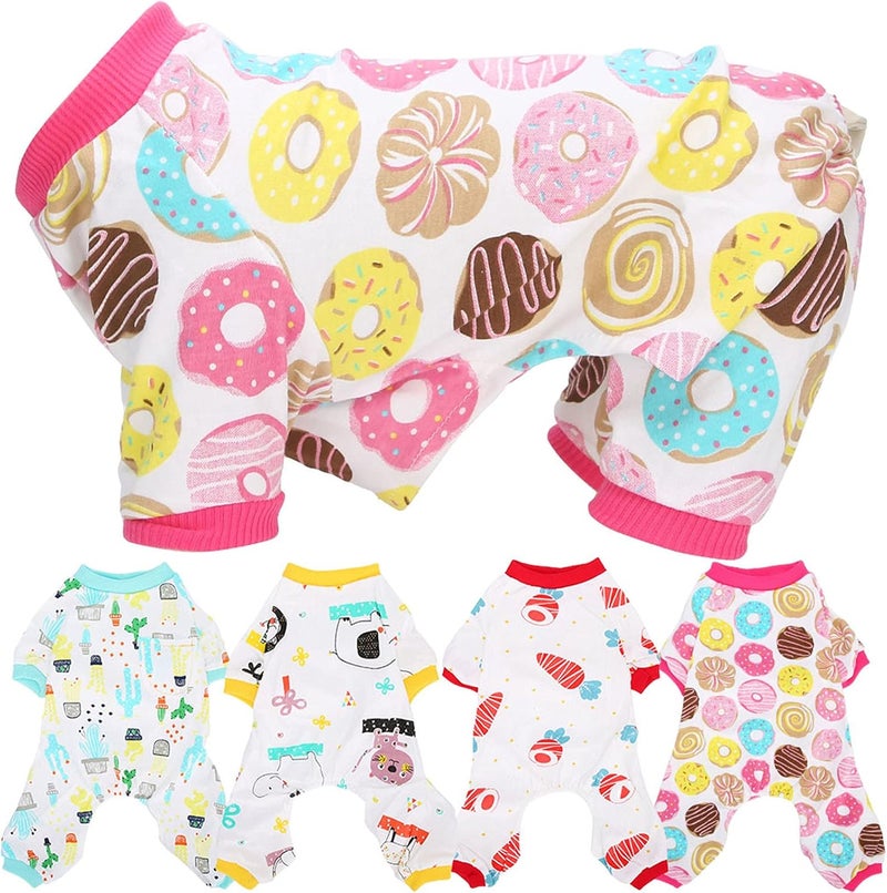 4Pcs Pet Dog Jumpsuit Soft Clothes, Cotton Dog Bodysuits Long Sleeve Shirt, Cute Outfits with Adorable Patterns, Stylish and Comfortable Pet Apparel for Small Medium Dog (M) - Image 5