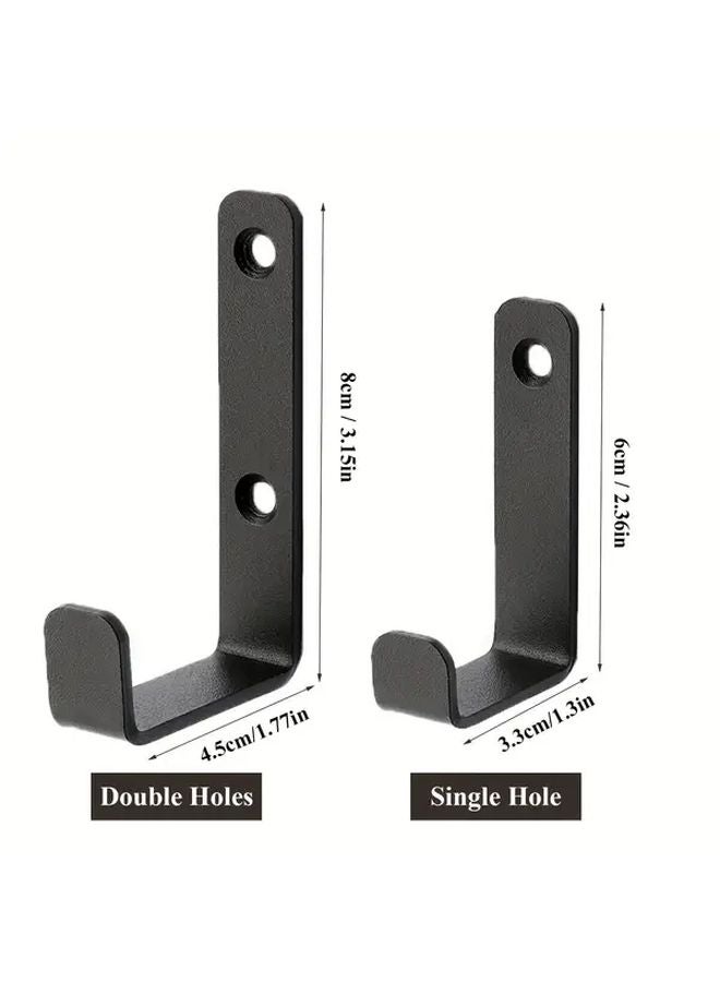 6 PCS Double Hole Heavy Duty Black Metal Wall Hooks Rustproof Durable Screw Installation - Image 5