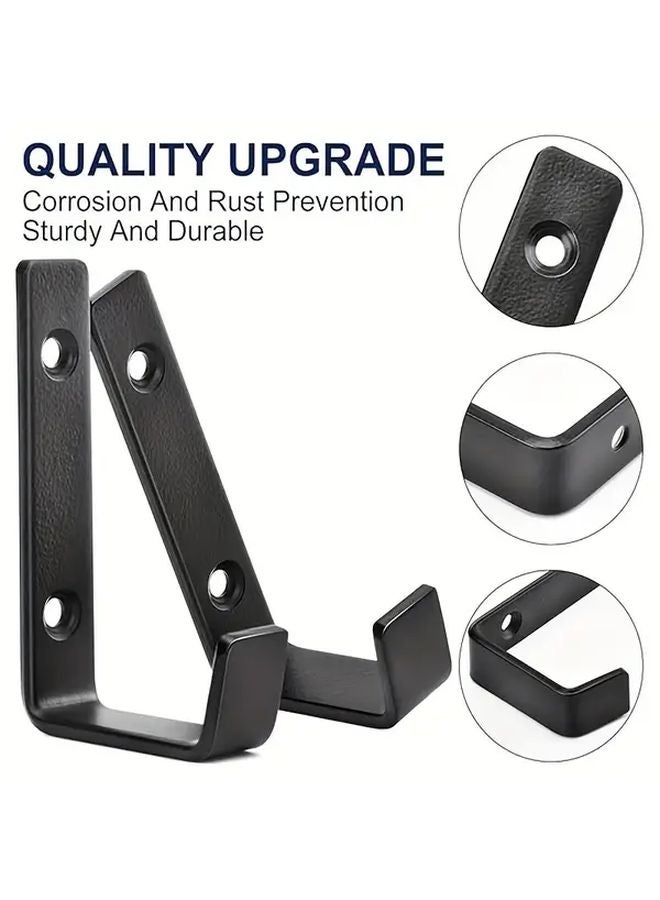 6 PCS Double Hole Heavy Duty Black Metal Wall Hooks Rustproof Durable Screw Installation - Image 2