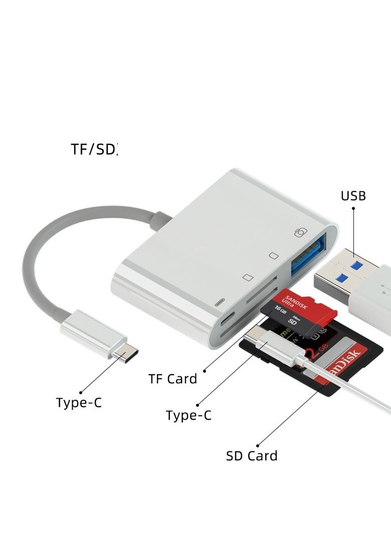 Loquat Multifunctional Card Readers Type-c 4-in-1 【 Read TF+SD+USB+Charging 】