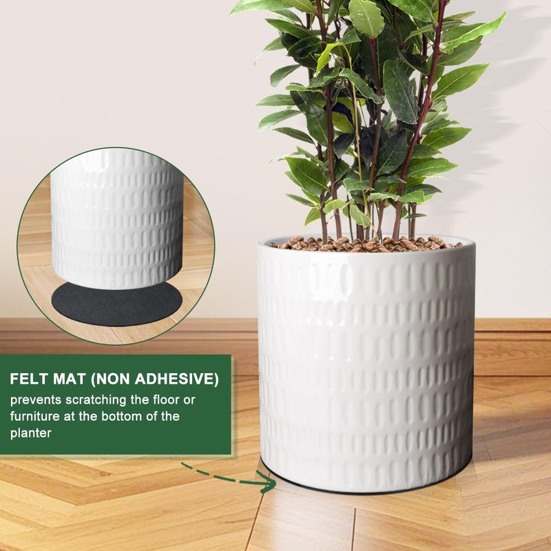 YUFDA 12 Inch Plant Pot,Ceramic Planter with Drainage,Large Planters for Indoor Plants,Indoor&Outdoor Plant pots,Ceramic Flower pots,Cylinder Flower Planter Pot(Pure White) - Image 4