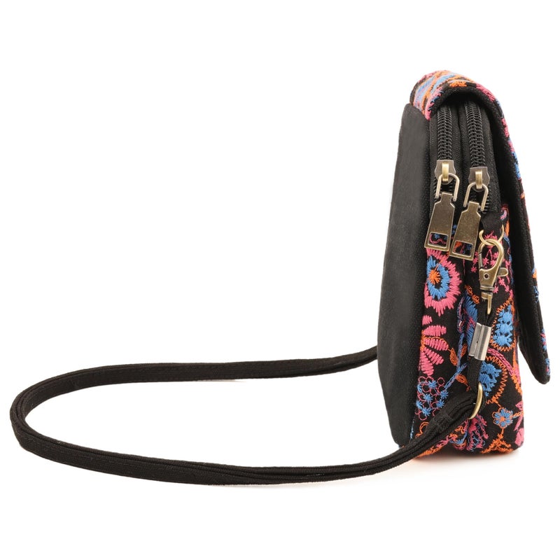 SILKAREA Small Crossbody Bags for Women Cell Phone Purse Canvas Embroidered FlowersTravel Handbag Shoulder Bag - Image 5