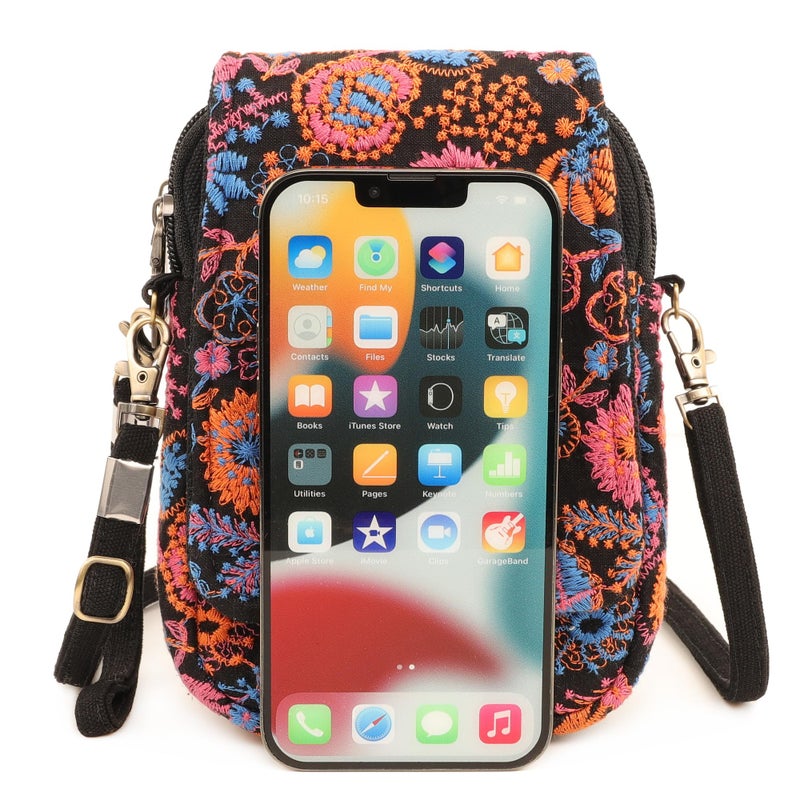 SILKAREA Small Crossbody Bags for Women Cell Phone Purse Canvas Embroidered FlowersTravel Handbag Shoulder Bag - Image 2