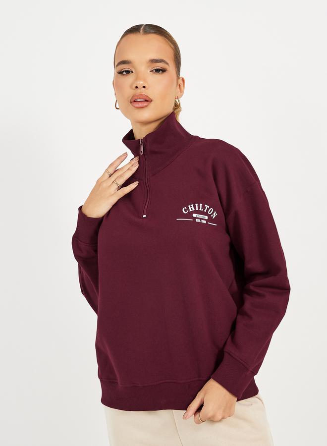 Styli Regular Fit Regular Length Half Zip Slogan Sweatshirt  - Image 3