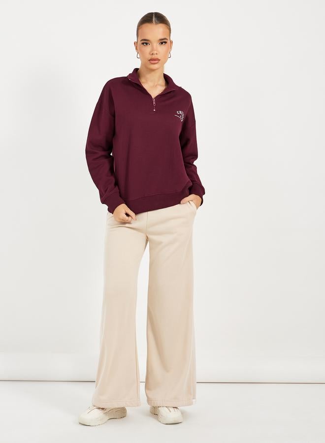 Styli Regular Fit Regular Length Half Zip Slogan Sweatshirt  - Image 2