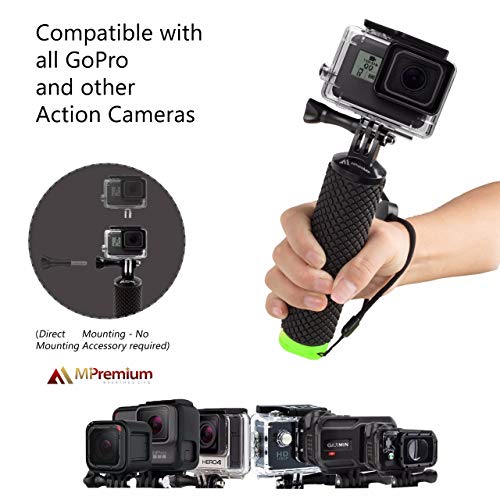 MiPremium Waterproof Floating Hand Grip Compatible with GoPro Hero 12 11 10 9 8 7 6 5 4 3+ 2 1 Session Black Silver Camera Handler & Handle Mount Accessories Kit for Water Sport and Action Cameras (Green) - Image 2