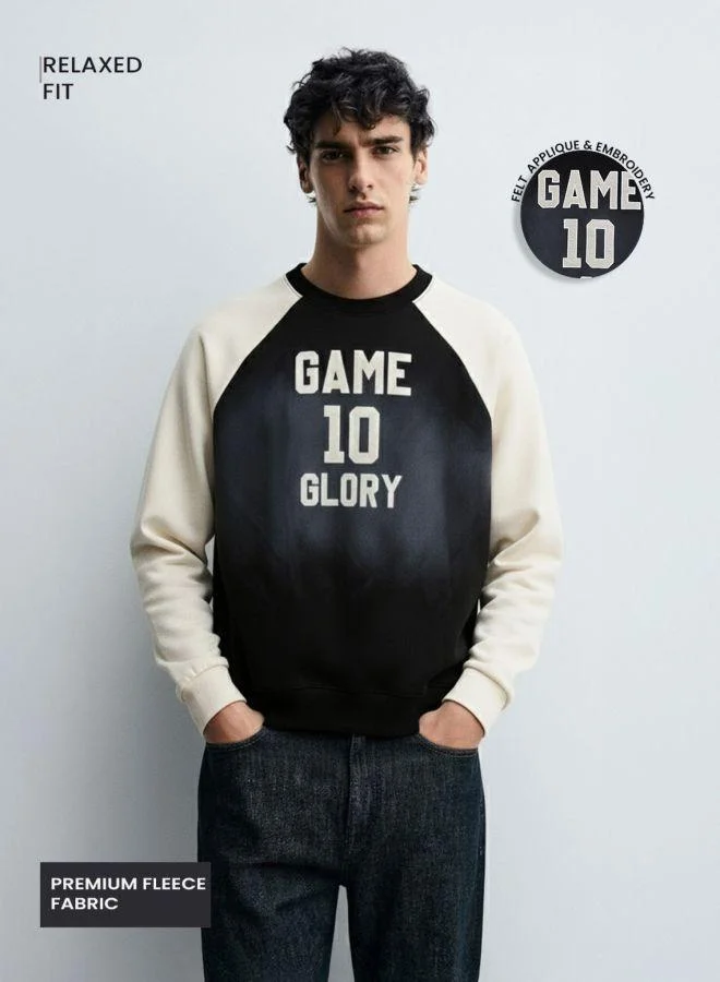 The Indian Garage Co Men Relaxed Fit Embroidered Crew Neck Full Sleeves Sweatshirt