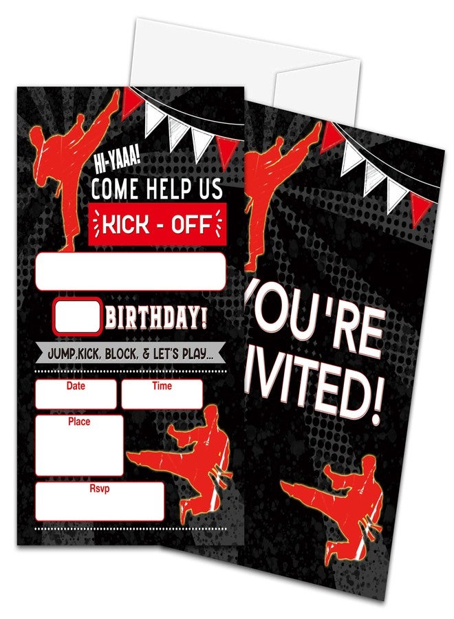 Zmyollo Ninjas Birthday Invitations with Envelopes - 20PCS Kids Birthday Party Invitations for Boys and Girls - Martial Arts Birthday Party Supplies Decorations -40 - Image 2